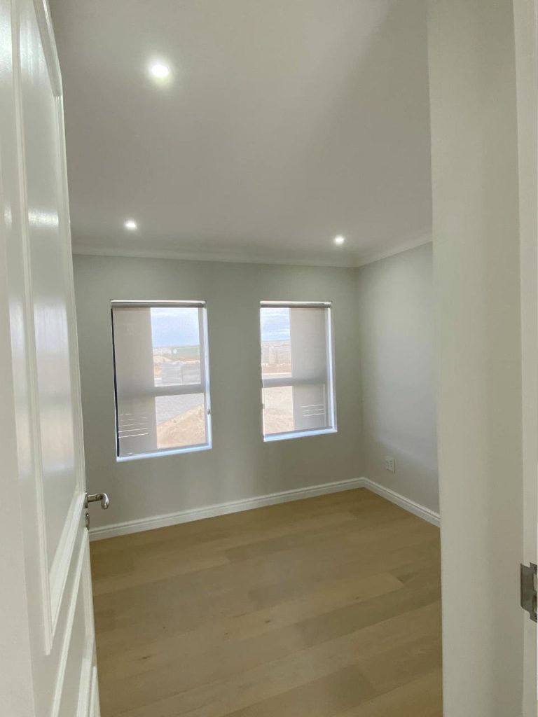 Single bedroom in the Renosterbos show house. Schoeman Trio Builders residential building, Hartenbos