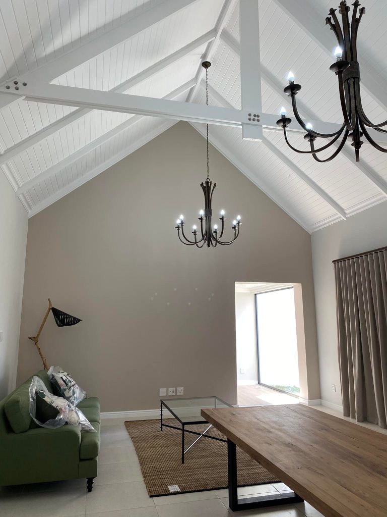 Living room of the Renosterbos show house. Schoeman Trio Builders residential building, Hartenbos