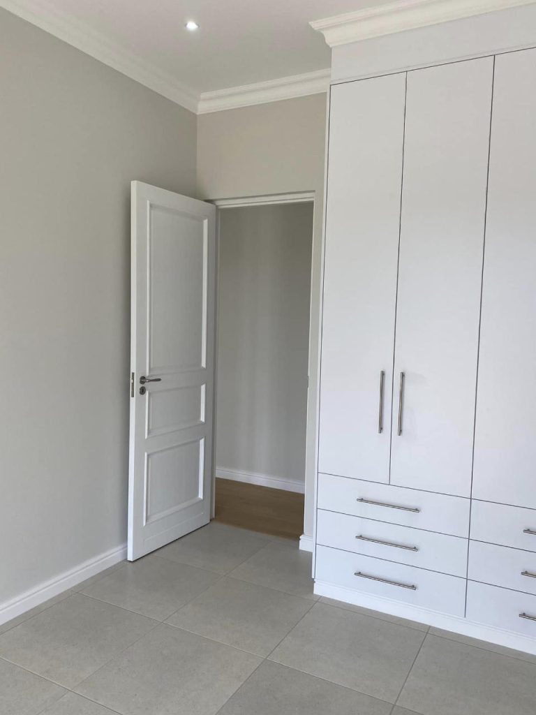 Bedroom inside Renosterbos show house. Schoeman Trio Builders residential building, Hartenbos