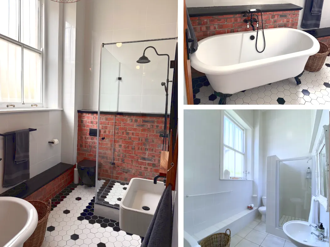 Luxury Stone building conversion Mossel Bay central - Schoeman Trio Builders. Before and after photo.
